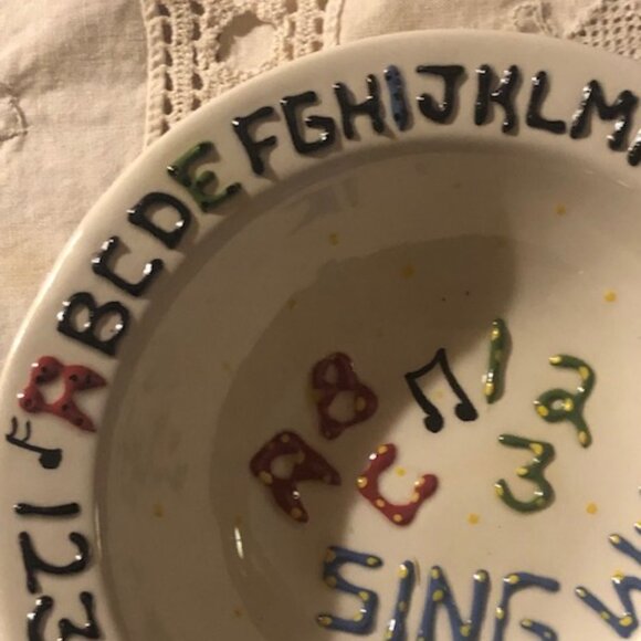 Bowl for a Child; Reads "ABC 123 SING WITH ME"; Handmade; SWEET!; Pre-owned; - Picture 4 of 7
